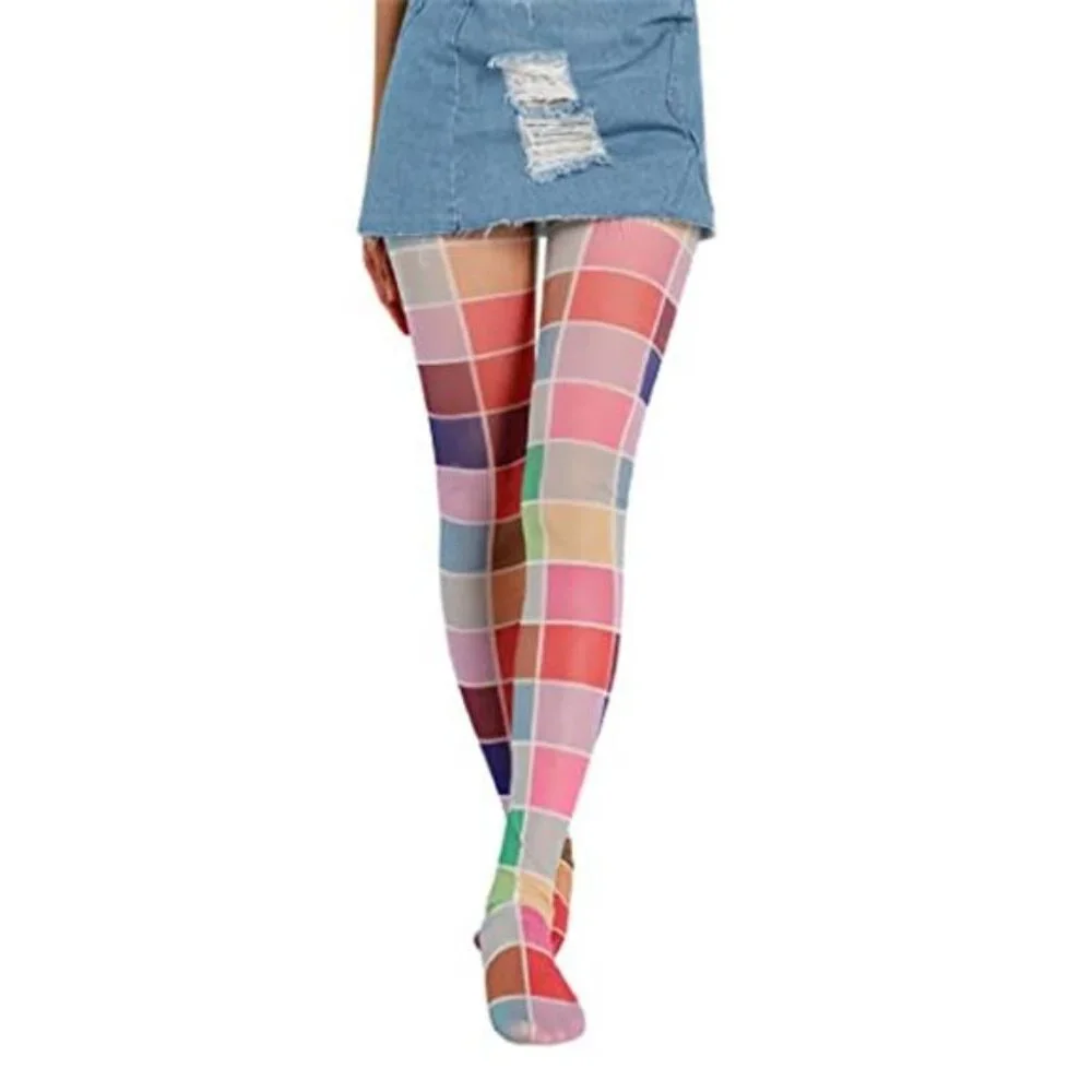 MOD STYLE 1960s inspired Checkered Colorful TIGHTS Stockings Pantyhose SMALL SM